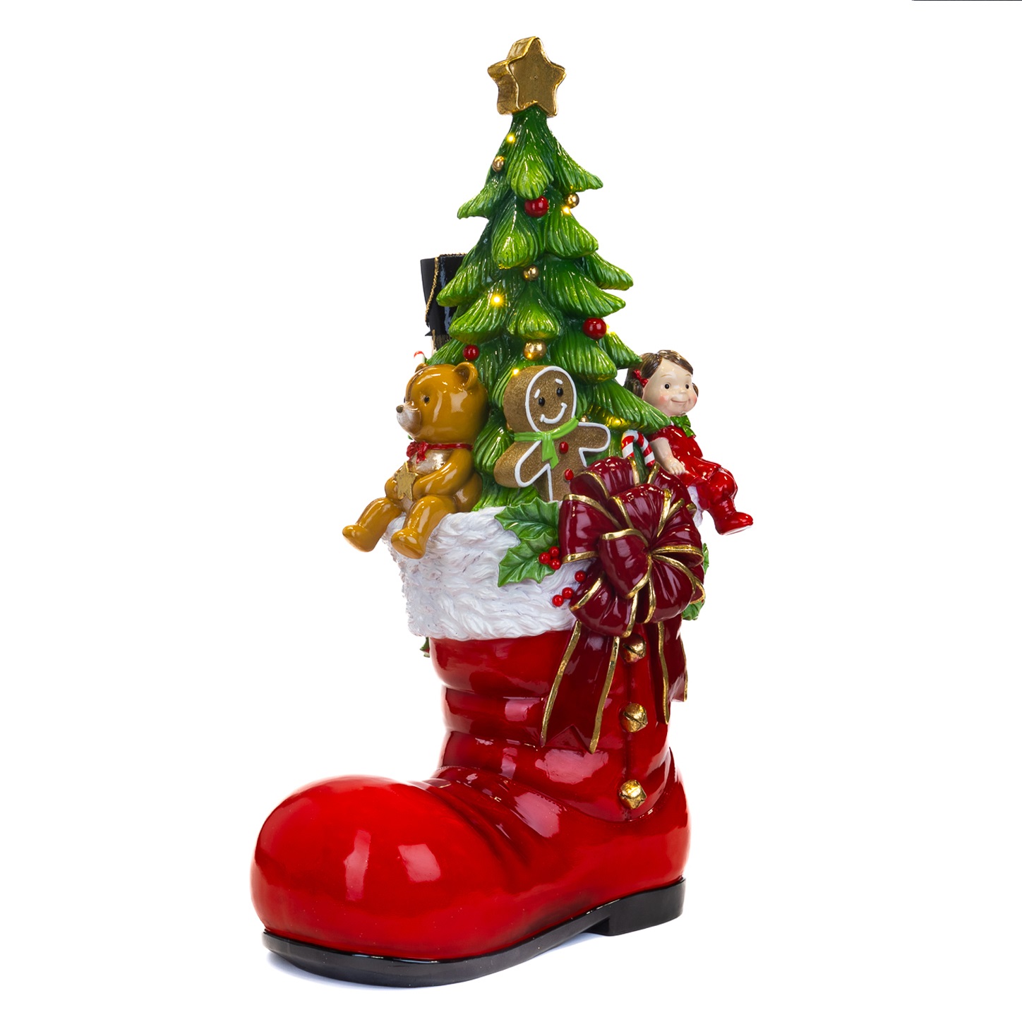 Stivale di Babbo Natale a led con albero e giocattoli in resina - H.90.5 cm - Goodwill